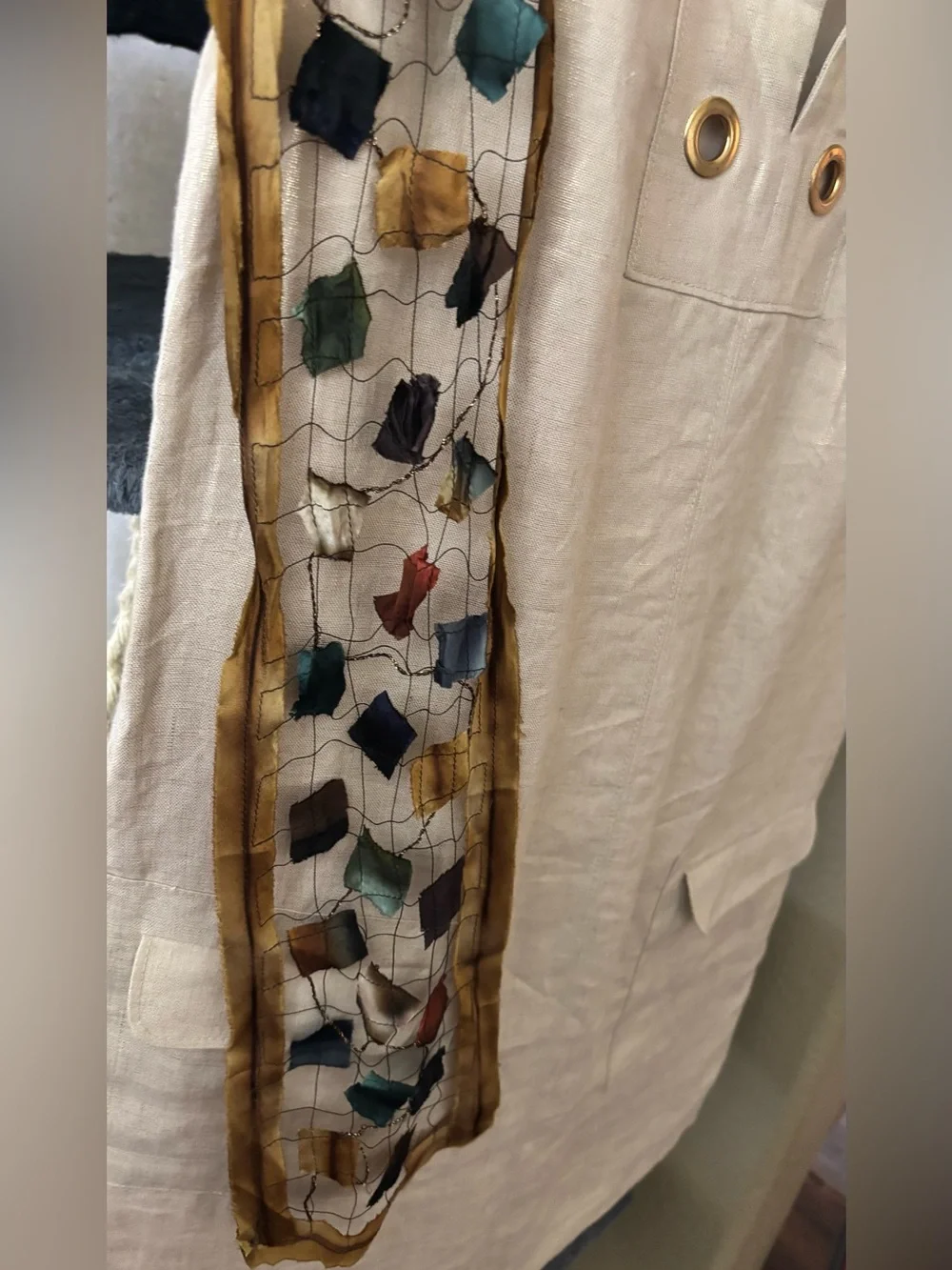 J. Crew Multicolor Silk scarf Ribbon Embellished Dress Trim